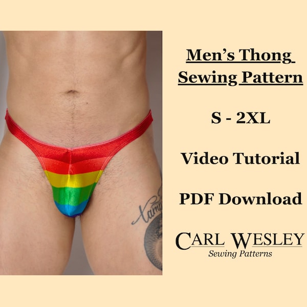 Mens Thong Sewing Pattern - Mens Underwear Digital PDF Sewing Pattern