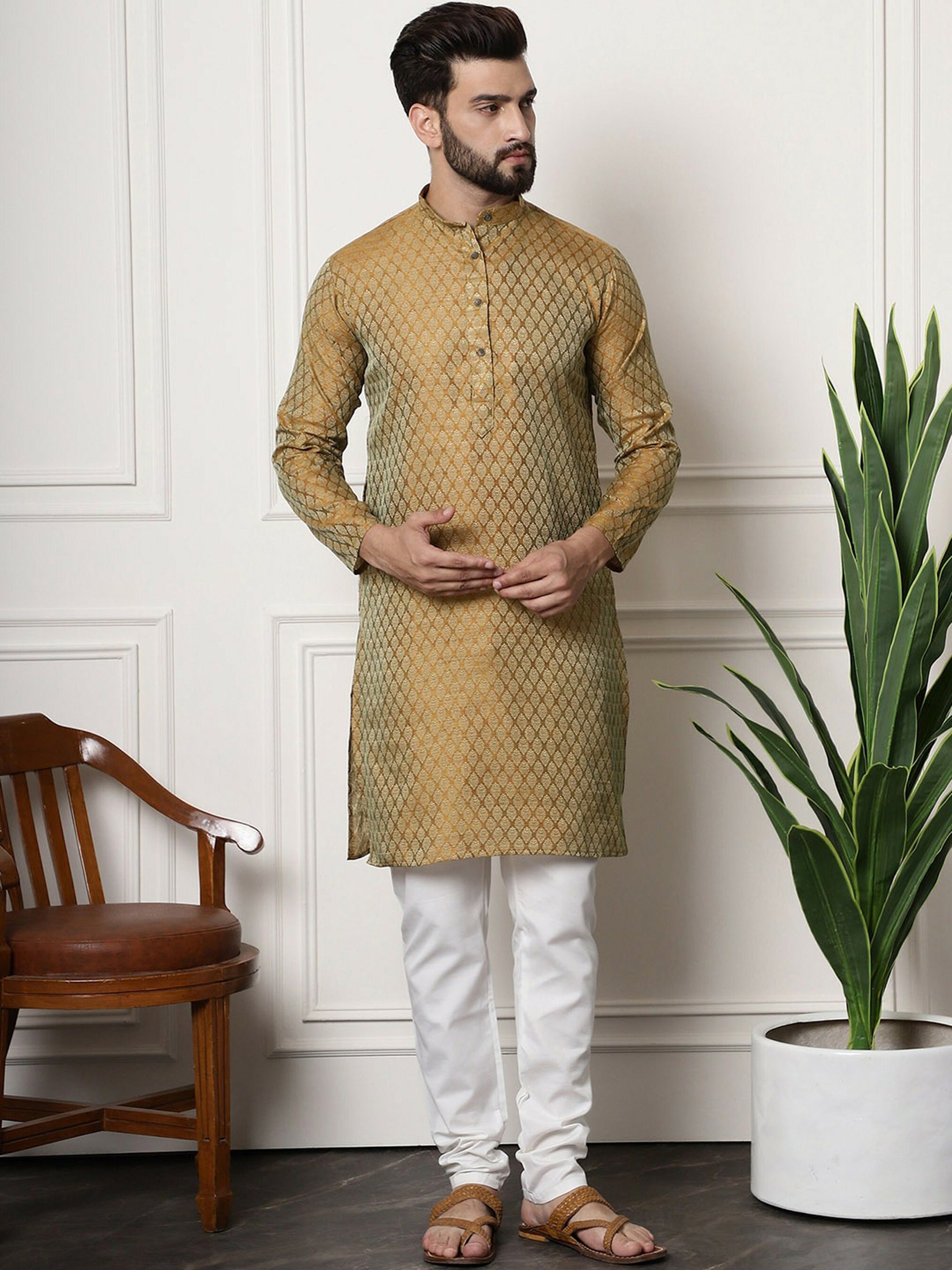 Golden Kurta Pajama Etsy