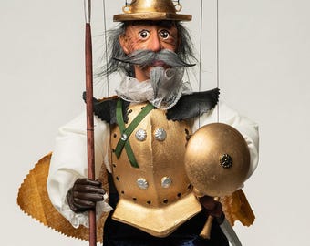 Don Quijote y Sancho Panza 15,7" / 40 cm - Juego de títeres de 2 piezas - Títere hecho a mano