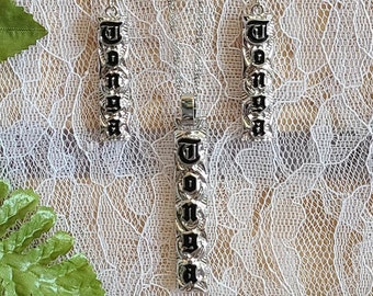 Tonga Halskette & Ohrringe Set, silberfarben, Modeschmuck