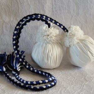 Adult Maori Long Poi Balls - Blue Taura