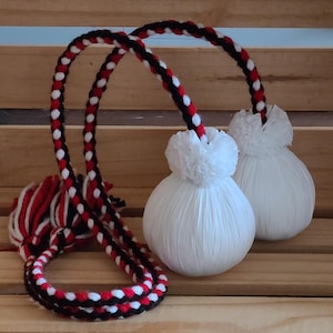 Adult Maori Long Poi Balls - Red Taura