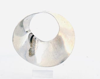 925 Sterling Silver Large Modernist Round Brooch-Pin Pendant Marked Mexico TP-54