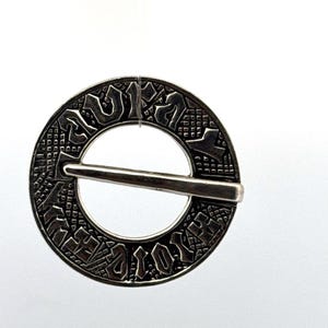 Estate MFA Sterling Silver 925 Circular Brooch Pin Textured Design 40mm 18g