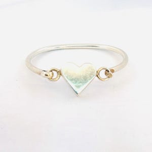 Estate Sterling Silver 925 Heart Bangle Bracelet, 6” Size, Elegant Design, 14.78 Grams
