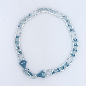 Estate Vintage Sterling Silver 925 Figaro Link Bracelet 8” 14.5g Men’s Unisex