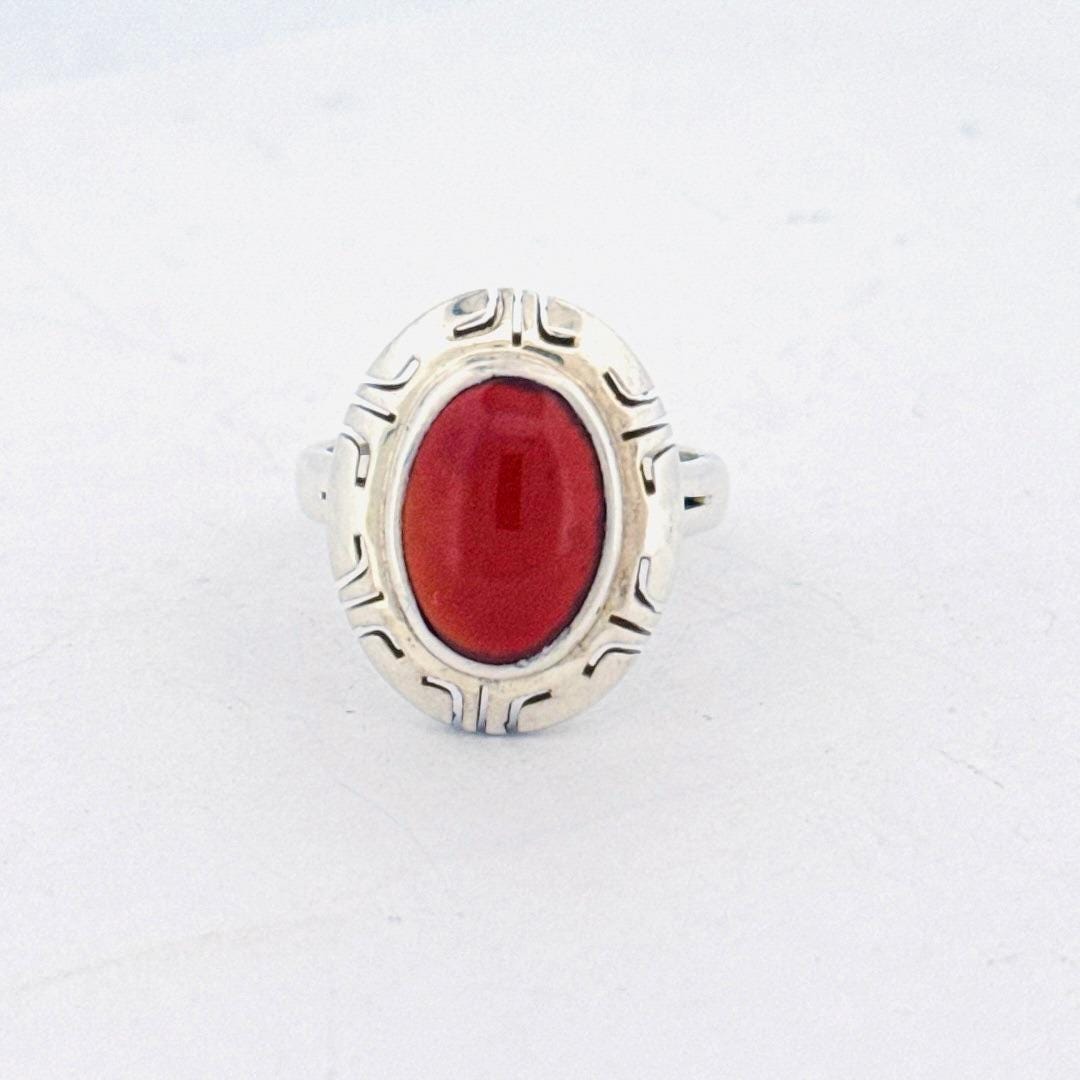 Vintage Mexico Sterling Silver Carnelian Ring Size 9 CI 925 Artisan Estate 7.2g