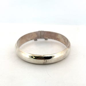 Vintage Estate Sterling Silver 925 Wide Hinged Bangle Bracelet 7.5” 14.3g