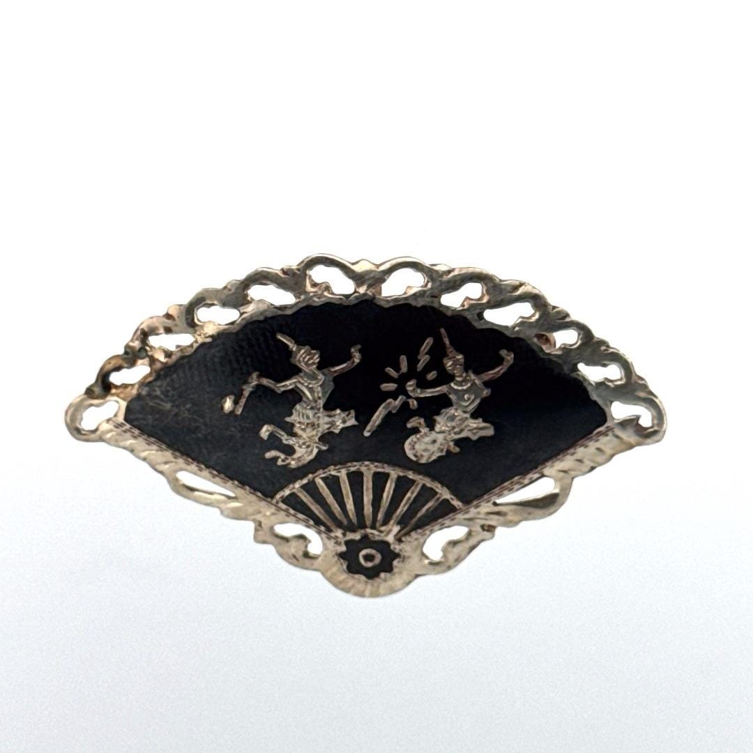 Broche Ancienne Argent Massif 925 – Siam Thaïlande – émail Rouge – Porte-bonheur