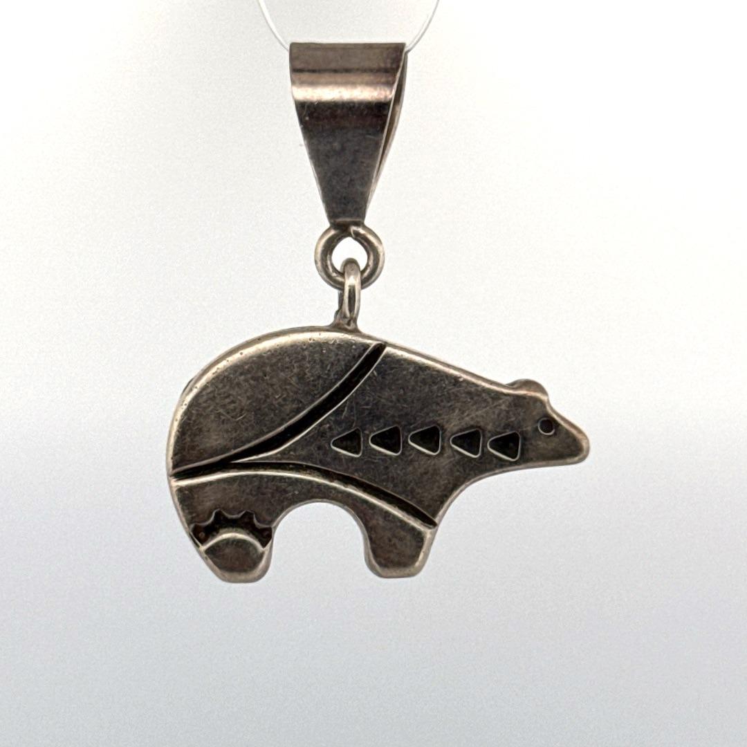Vintage Estate Sterling Silver 925 Double-Sided Bear Totem Pendant 13.3g