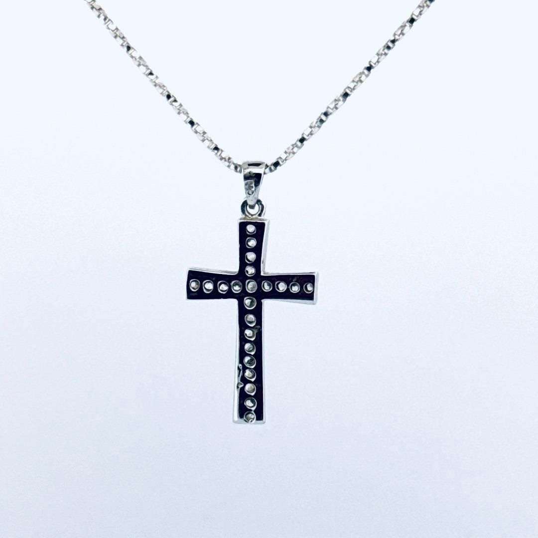 Estate Sterling Silver 925 Cross Pendant Necklace 18
