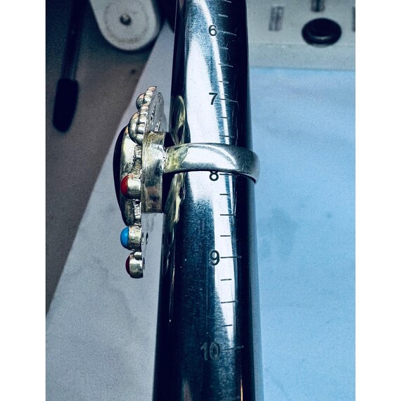 925 Sterling Silver Statement Ring Amber Turquois… - image 6