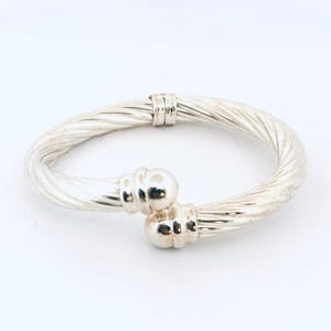 Sterling Silver 925 Italy Twisted Cable Hinged Bangle Bracelet 6&quot; Small 21.71g