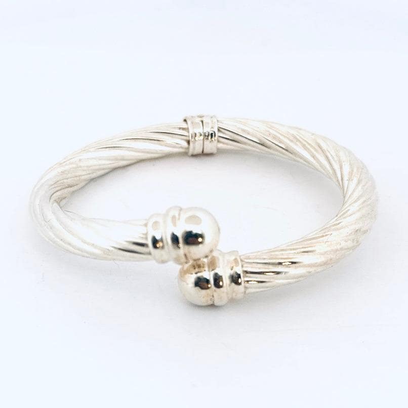 Sterling Silver 925 Italy Twisted Cable Hinged Bangle Bracelet 6