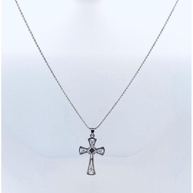 925 Sterling Silver Celtic Cross Pendant 24in Ball Chain Necklace ...