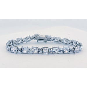 Estate Vintage Sterling Silver 925 CZ Tennis Bracelet 7&quot; 22.2g Elegant Sparkle