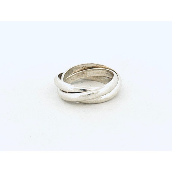 Sterling Silver 925 Rolling Trinity Band Ring - T… - image 3
