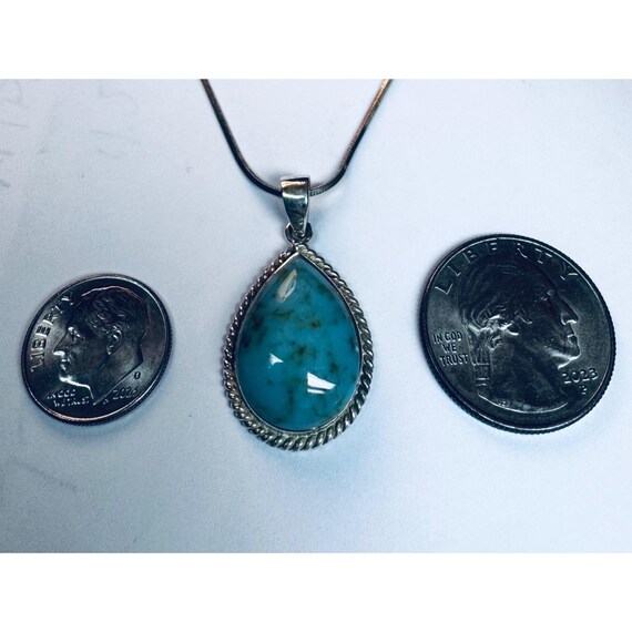 Vintage 925 Sterling Silver Turquoise Teardrop Pe… - image 5