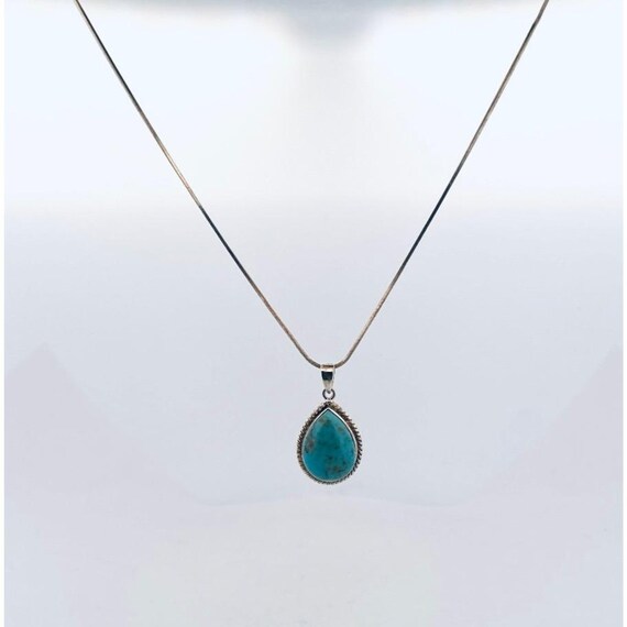 Vintage 925 Sterling Silver Turquoise Teardrop Pe… - image 1