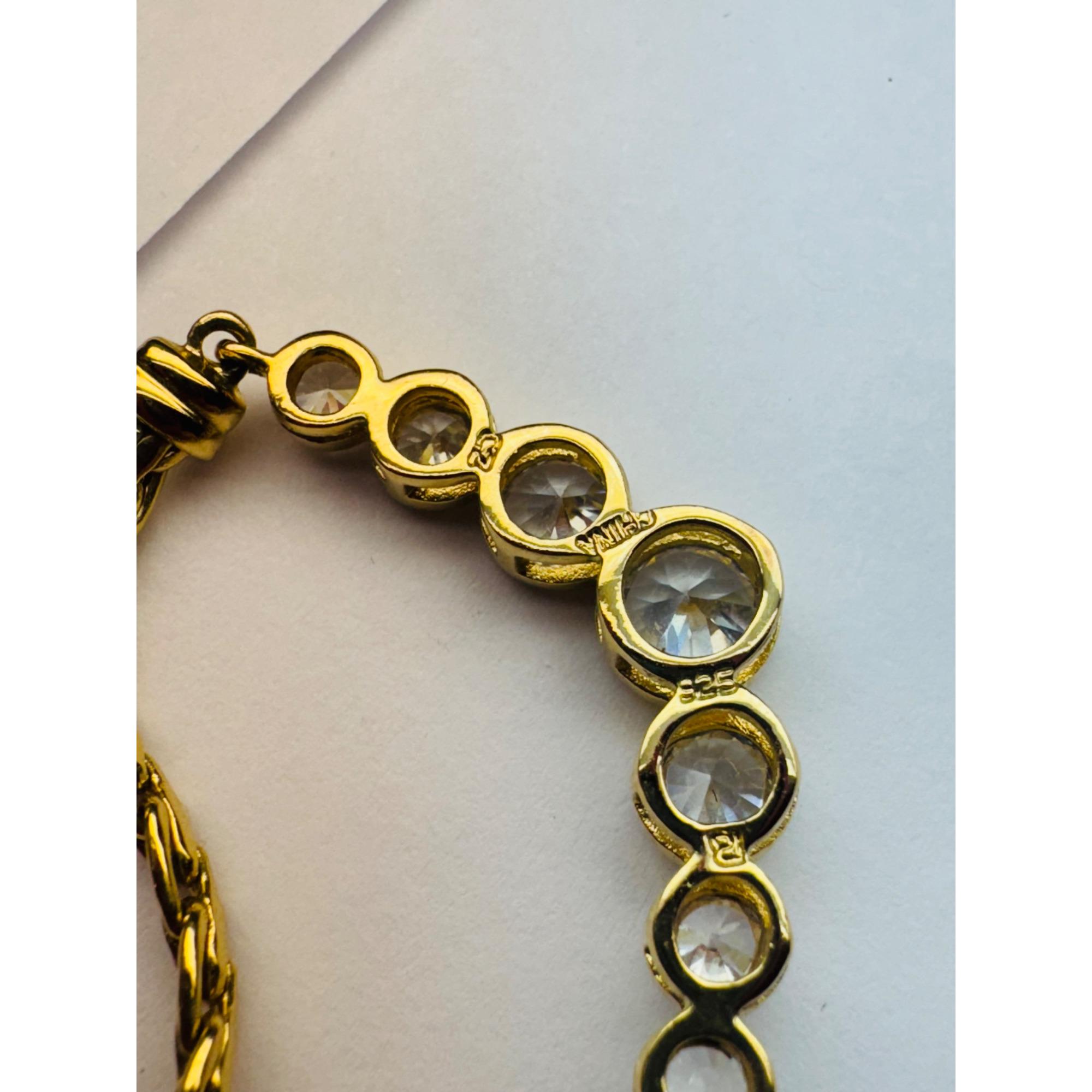 ヴィンテージ V ネックレス CZ 7 ストーン ゴールド オーバー