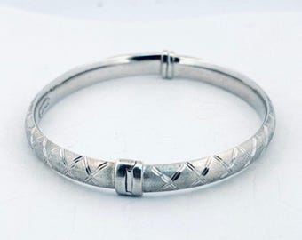 Vintage Estate Sterling Silver 925 Hinged Bangle Bracelet 6.5