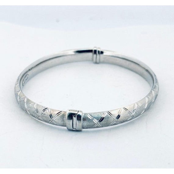 Vintage Estate Sterling Silver 925 Hinged Bangle Bracelet 6.5