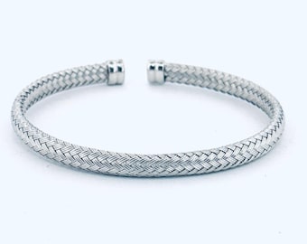 Estate JCM Jacmel 925 Sterling Silver Woven Cuff Bangle Bracelet 6" 11.4g Italy