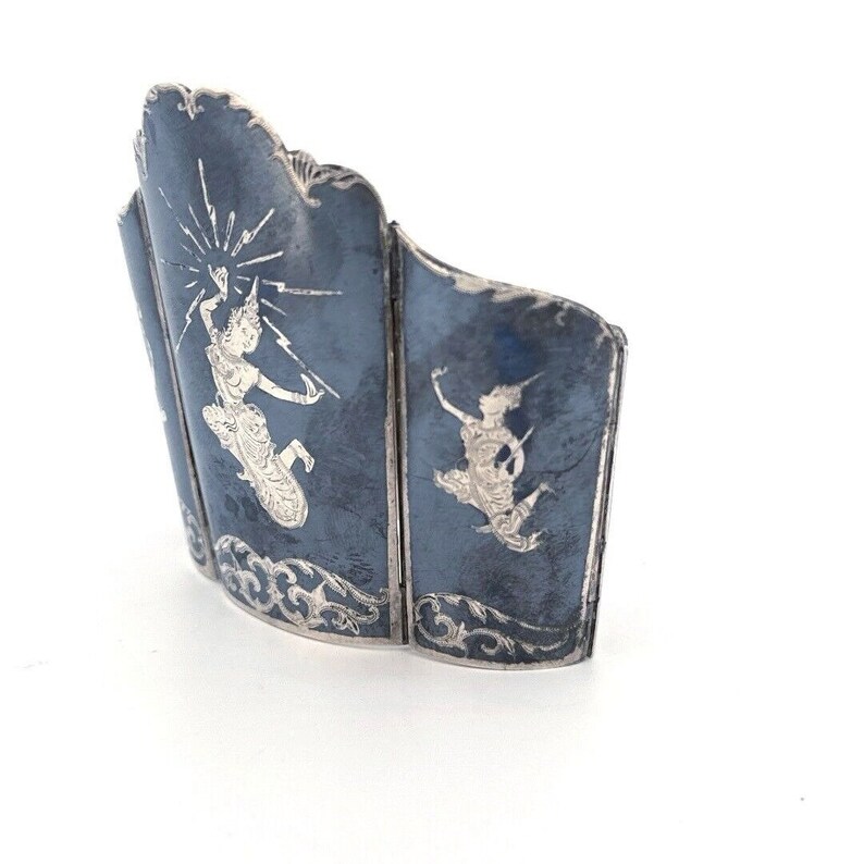 Pince à Cravate Vintage Siam 925 – émail Bleu, Motif Danseur, Rétro 1935-50