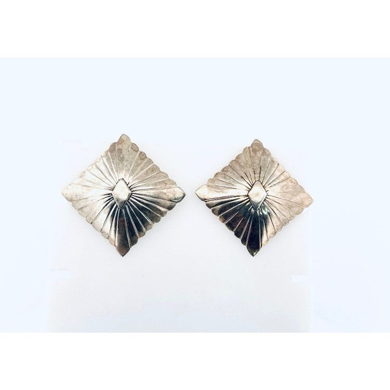 Vintage 925 Sterling Silver Square Post Earrings … - image 1