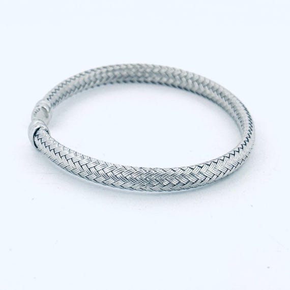 Estate JCM Jacmel 925 Sterling Silver Woven Cuff Bangle Bracelet 6