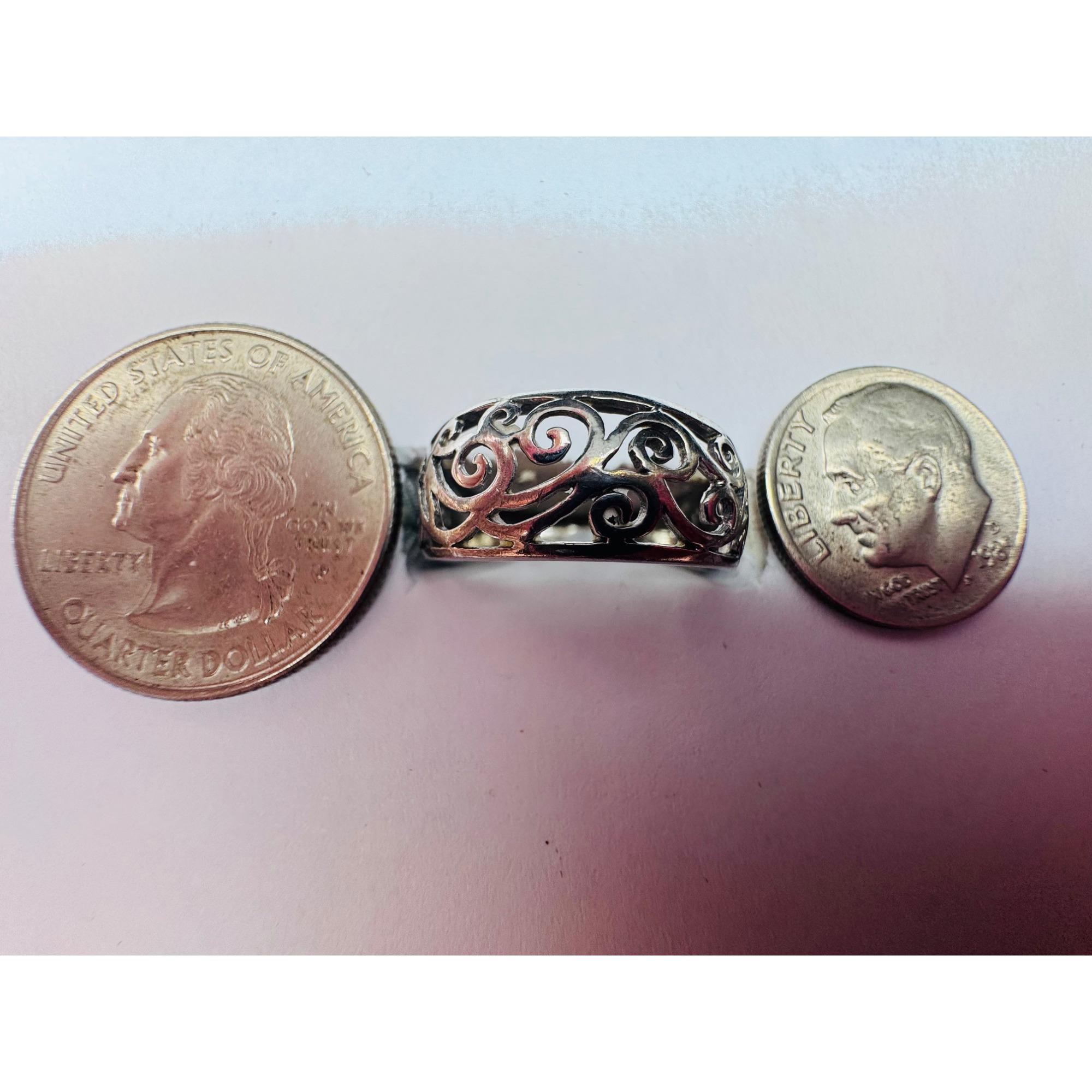 Vintage Estate Sterling Silver 925 Scroll Wide Band Ring Size 8 