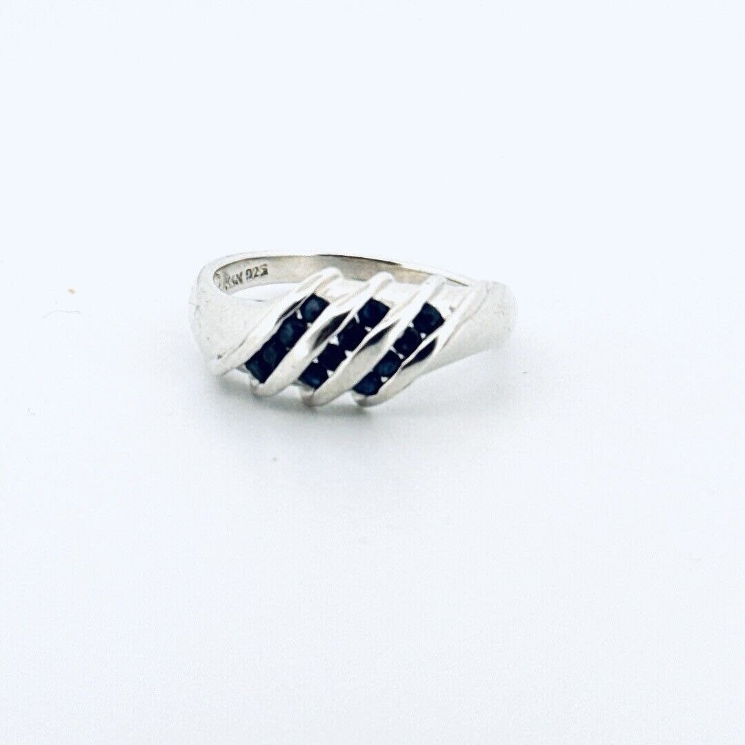 SILVER925 WAVE DESIGN RING/シルバー/リング Sterling Silver 925 Wave Design Small Round Gemstones