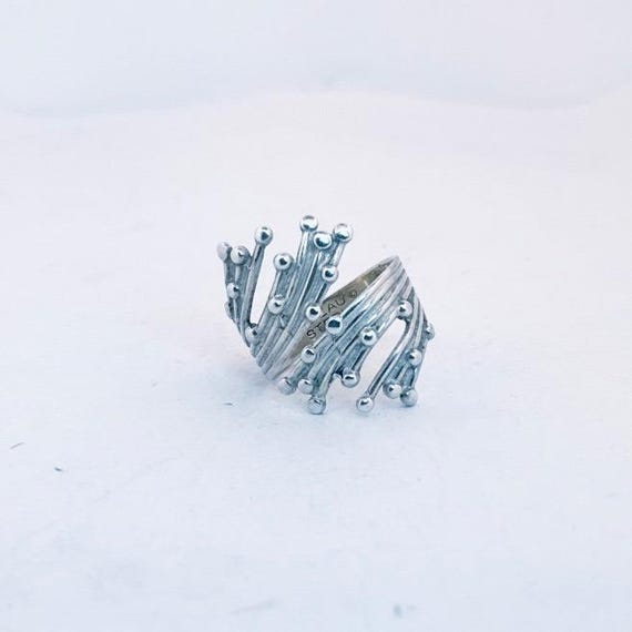 925 Sterling Silver Adjustable Wrap Ring Size 7.5… - image 2