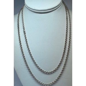 Sterling Silver Chain Necklace 39-Inch Open Round Link Design Lobster Claw Clasp