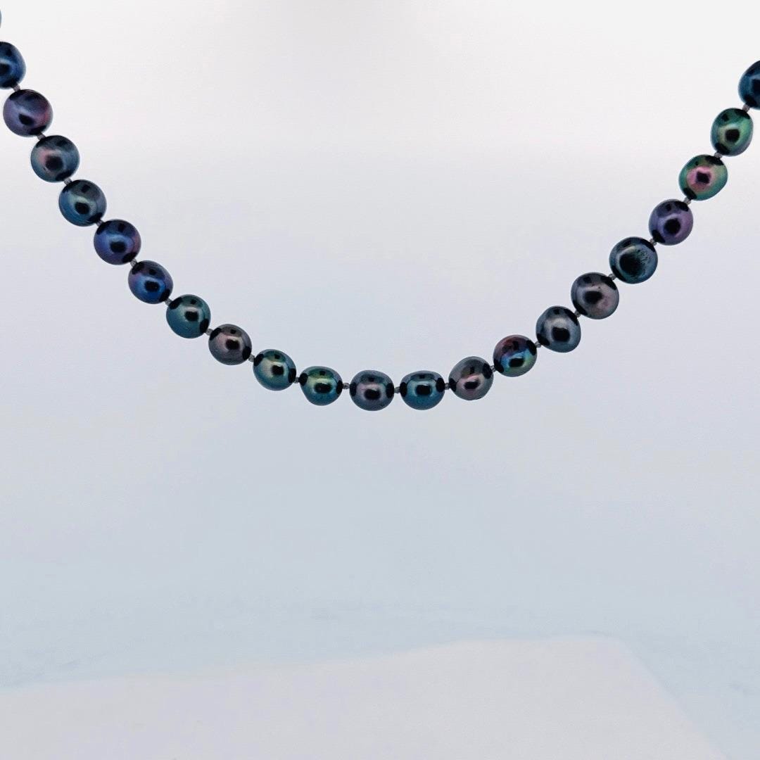 Estate 14k Gold Clasp Peacock Pearl Necklace 20 display picture 1