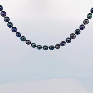 Collar de perlas de pavo real con cierre de oro de 14 k, 20&quot; (6,2 mm), multicolor, 35 g, vintage