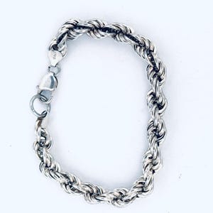 Vintage Sterling Silver 925 Twisted Rope Chain Bracelet Italy 8 