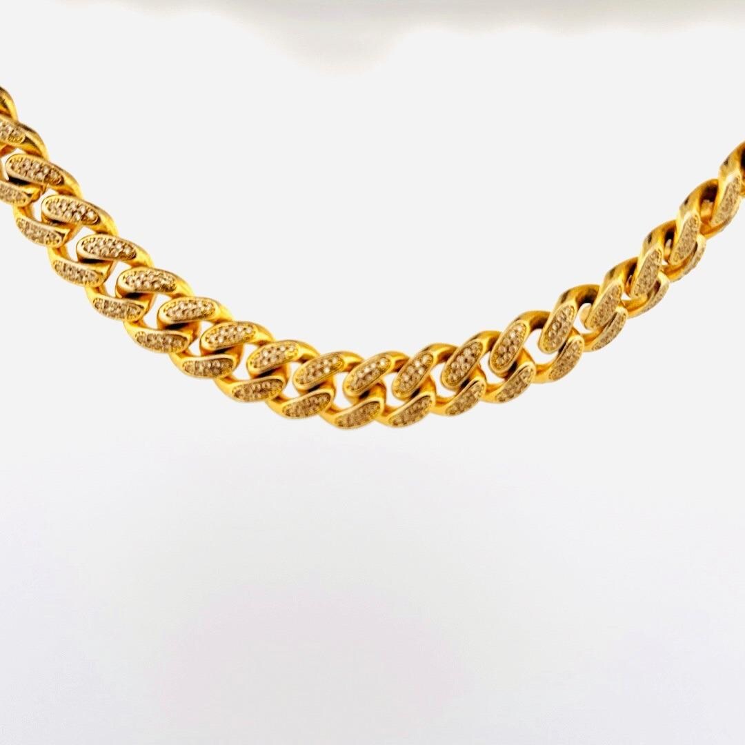 6ICE Miami Cuban Link Chain Necklace, Gold Plated Sterling Silver 925 ...