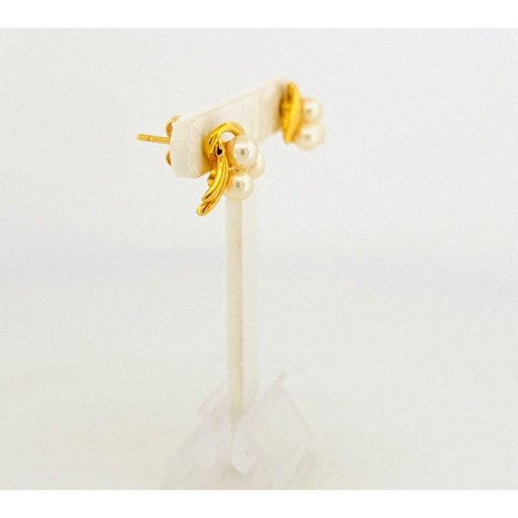18k Yellow Gold Ribbon with Triple Akoya Pearls S… - image 3