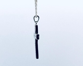 Estate Sterling Silver 925 Cross Pendant Necklace 18
