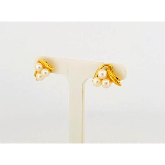 18k Yellow Gold Ribbon with Triple Akoya Pearls S… - image 7
