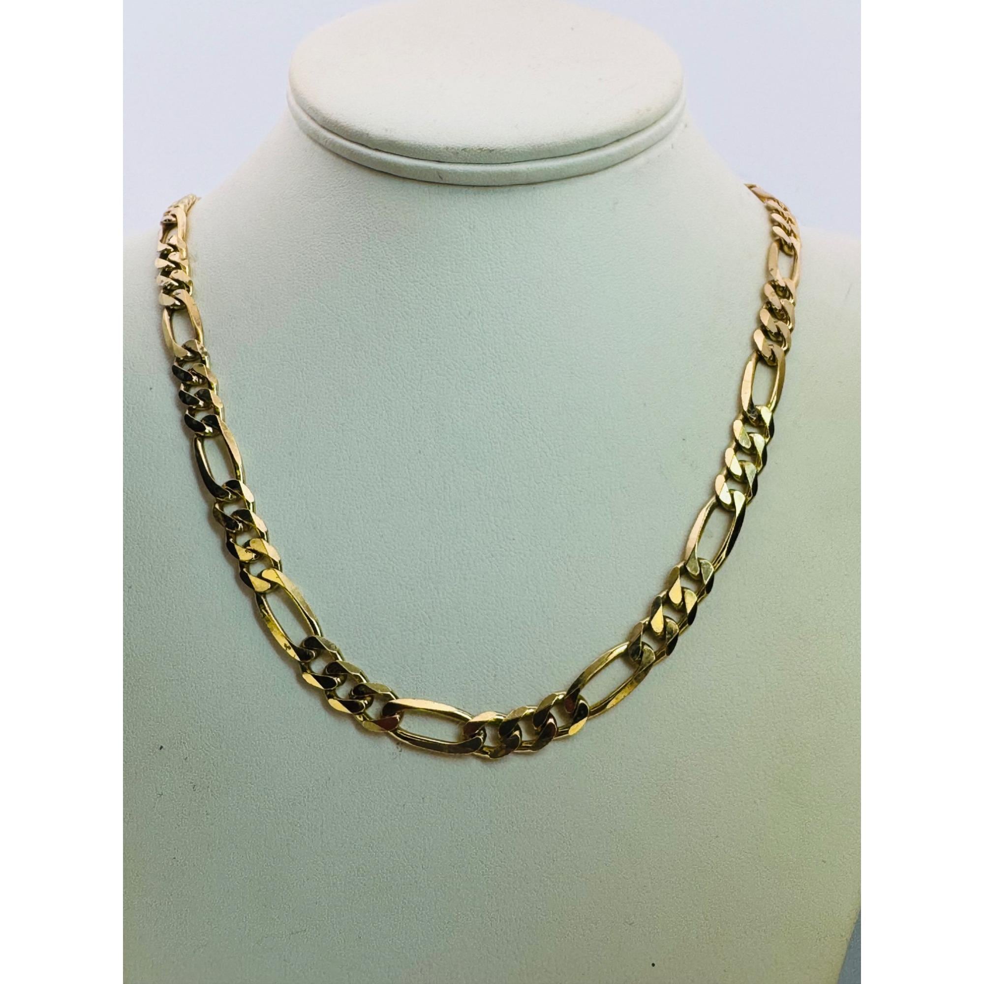 HAN 925 Gold Plated Sterling Silver Italy Figaro Chain Necklace