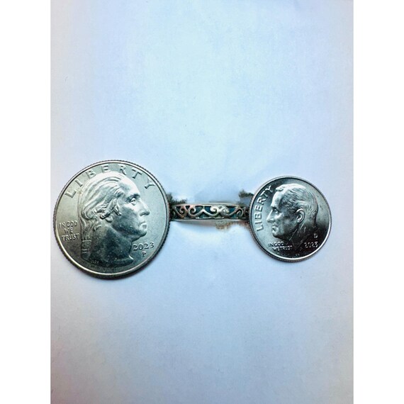 Estate Sterling Silver 925 Scroll Pattern Band Ri… - image 6