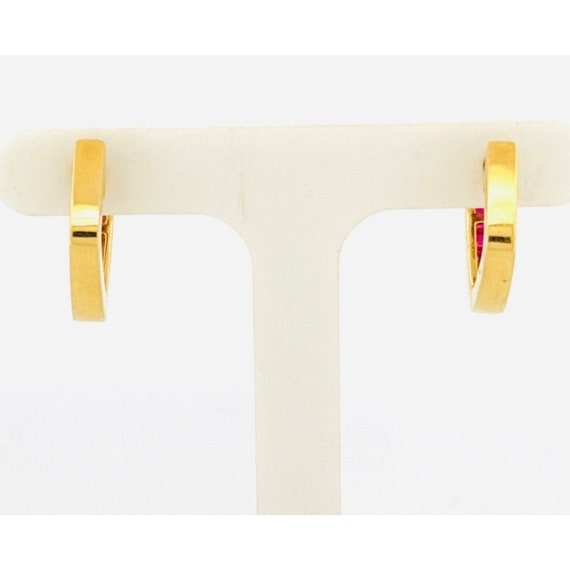 Vintage Estate 14k Yellow Gold Small Square Hoop … - image 5