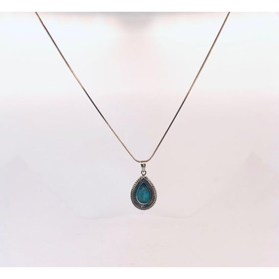Vintage 925 Sterling Silver Turquoise Teardrop Pe… - image 3