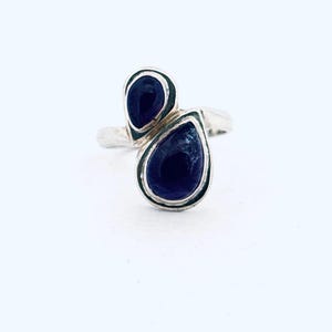 Estate Sterling Silver 925 Pear Shape Amethyst Ring, Size 8, Unique Design, 6.43g