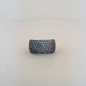 Estate Sterling Silver 925 Pave CZ Wide Band Ring Size 10.5