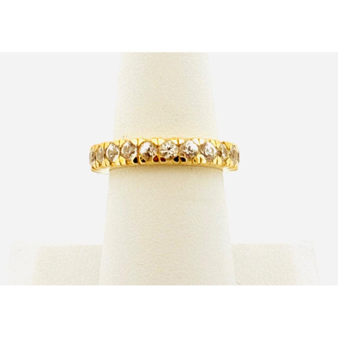 Estate Gold Plated Sterling Silver CZ Eternity Band Ring Size 7, 4.2g Thailand