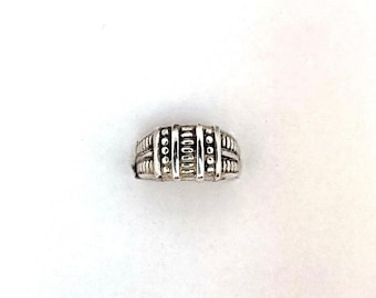 Ring i sterlingsilver 925 med bred band, djärv texturerad design, storlek 8,5, 4,7 g