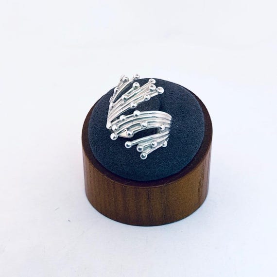 925 Sterling Silver Adjustable Wrap Ring Size 7.5… - image 1